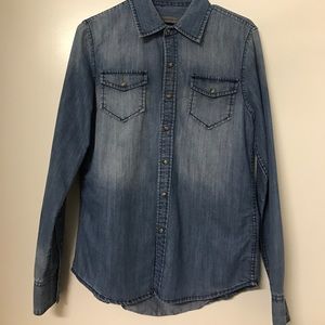 Denim casual long-sleeved button-down