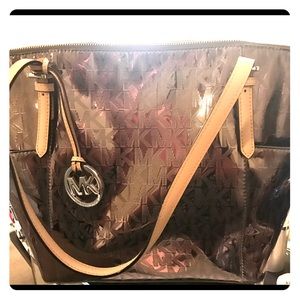 Michael Kors metallic gunmetal tote