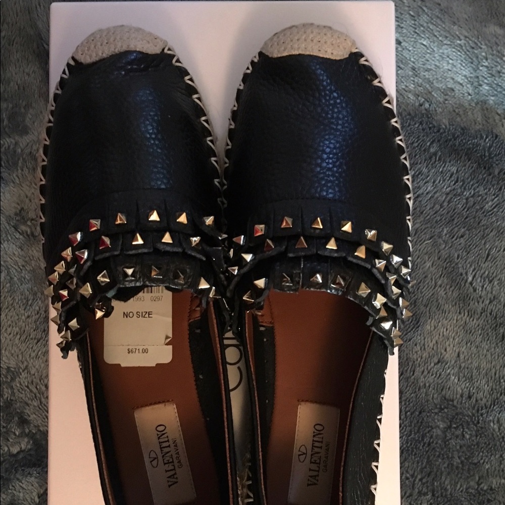 Valentino leather espadrille with Rockstud trim.