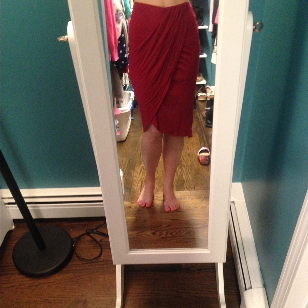 Red wrap skirt