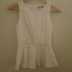 White Eyelet Peplum Top