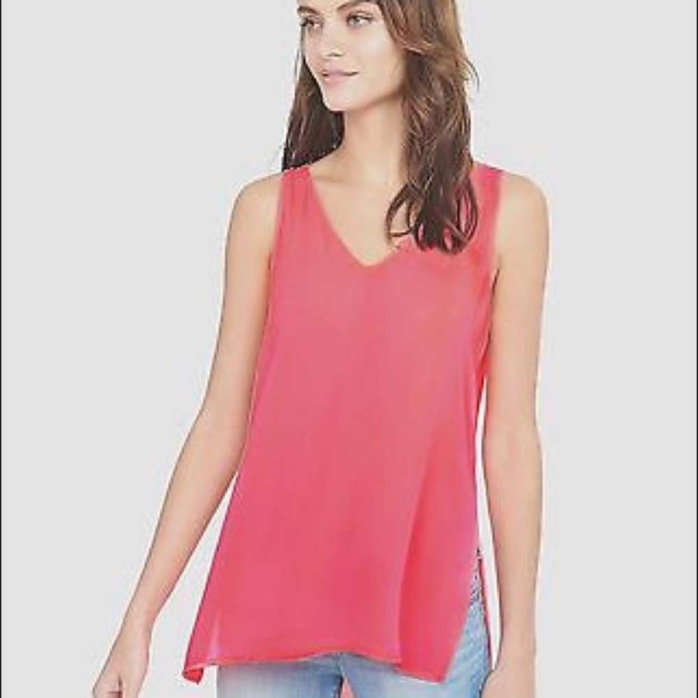 EXPRESS Fluorescent Pink Lace Up Split Back Tank