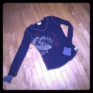 Lucky brand thermal navy shirt with koi