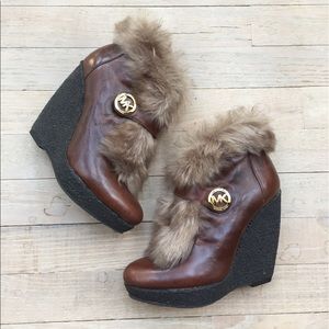 Michael Kors fur bootie heels