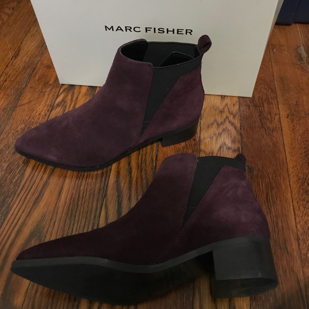 Marc Fisher DARK RED/MAROON Suede Booties