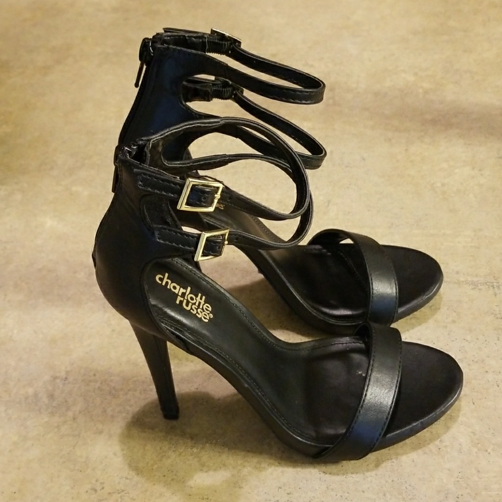 Super cute black strappy heels