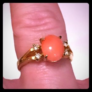 CORAL AND DIAMOND RING