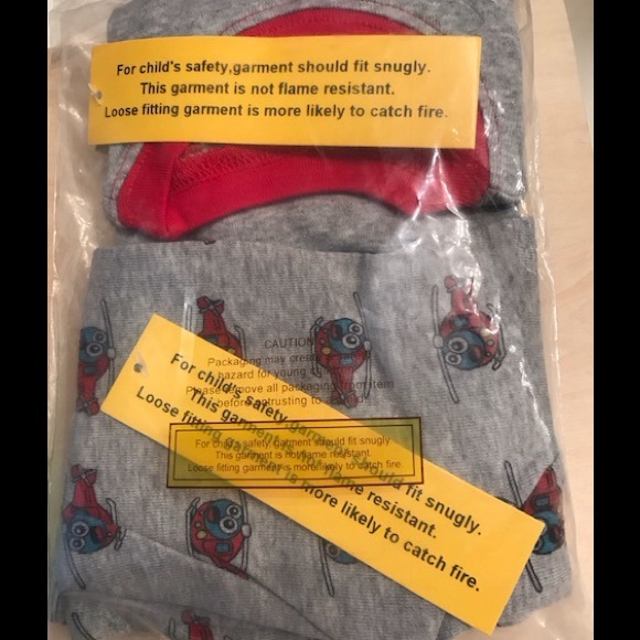 Leveret pajamas NWT 18-24 month baby infant toddler pajamas, grey red helicopter - Picture 7 of 8