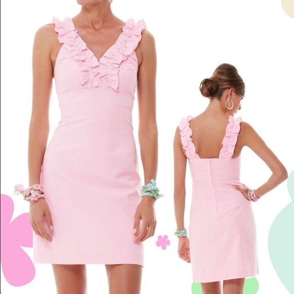 Pink Seersucker Lilly Pulitzer Dress - Picture 1 of 5