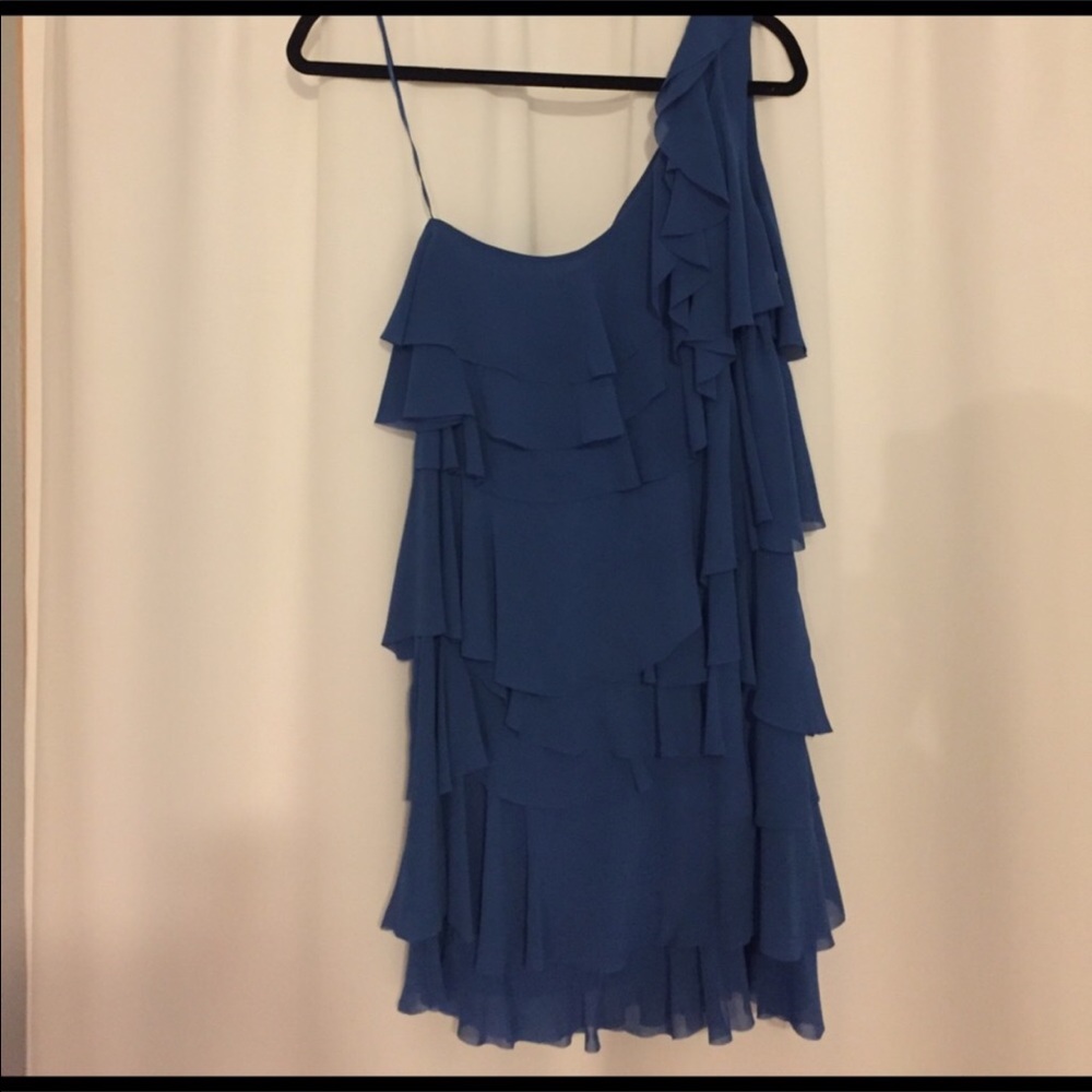 Blue One strap ruffled tiered dress!