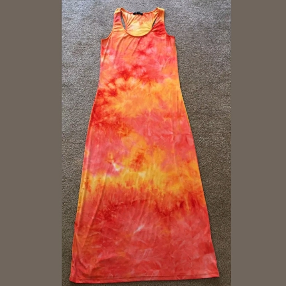 Pink/yellow/orange Sleeveless Dress