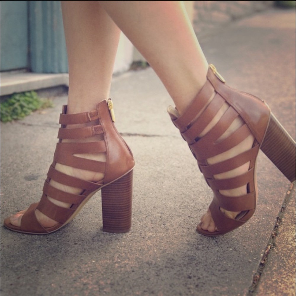 Sam Edelman 7 brown leather block heel sandal