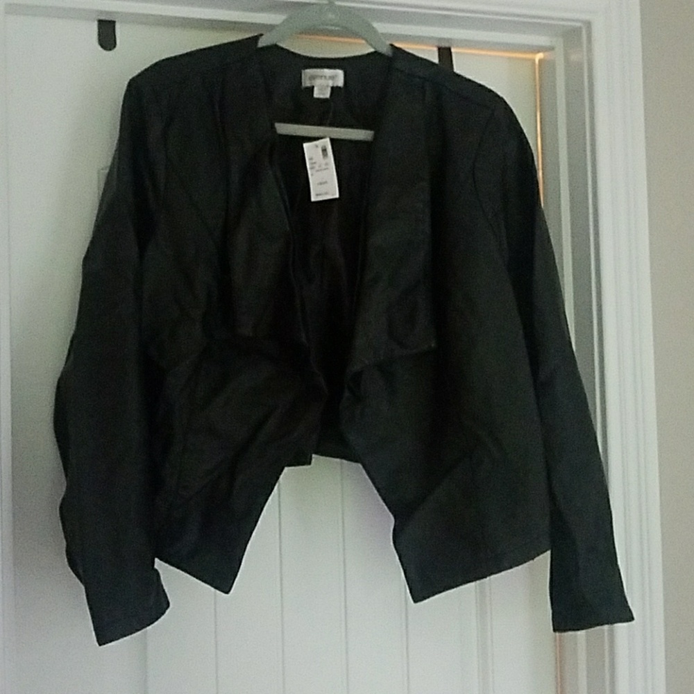 Black leather type jacket