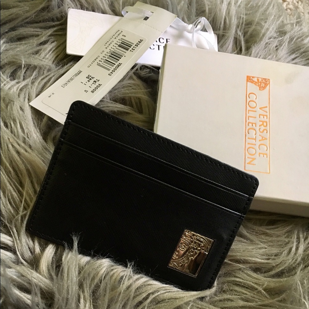 New Versace Men's Leather Card Case