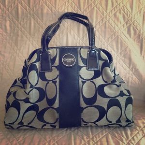Black and Grey Coach Signature Handbag