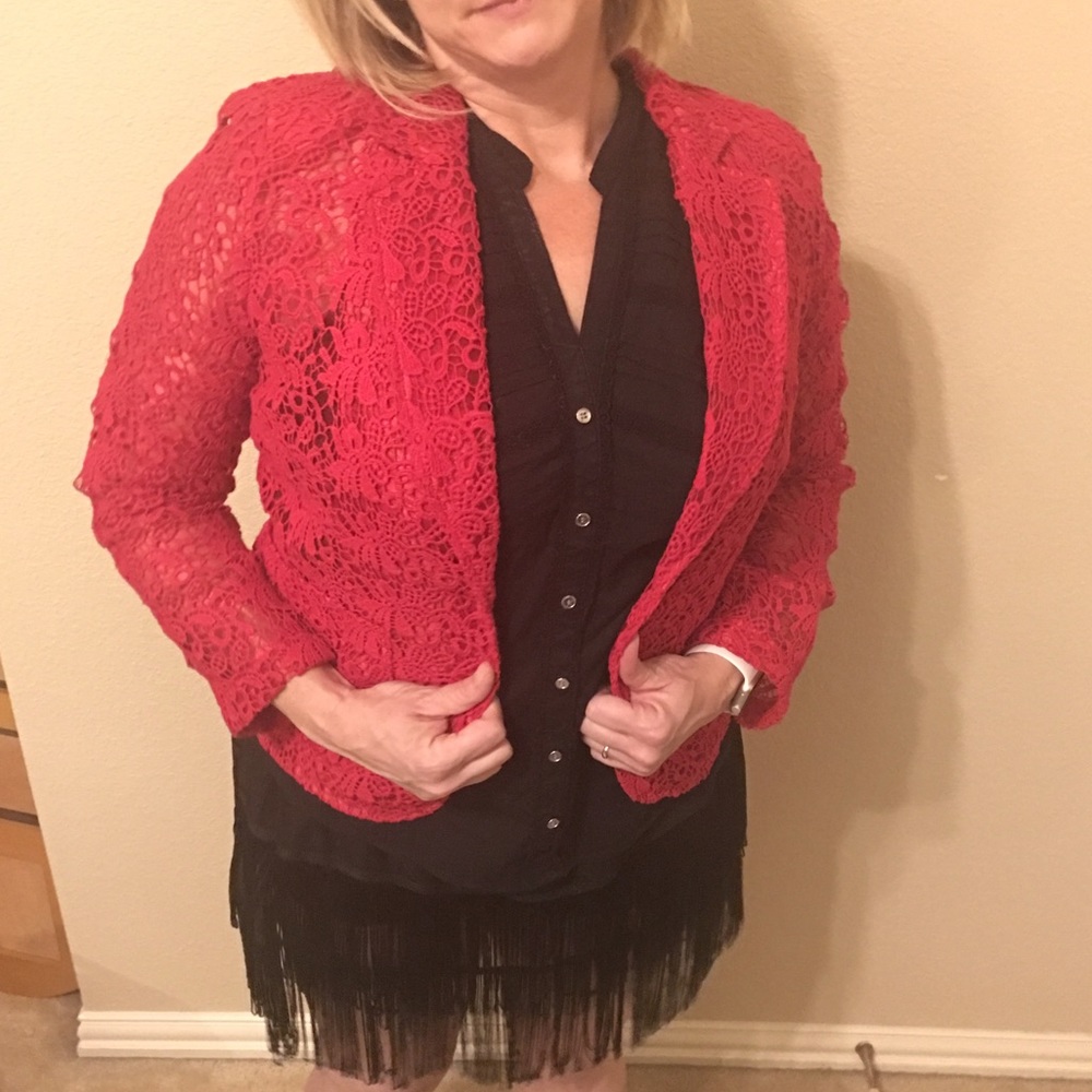 Red lace blazer