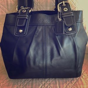 Black Leather Coach Handbag