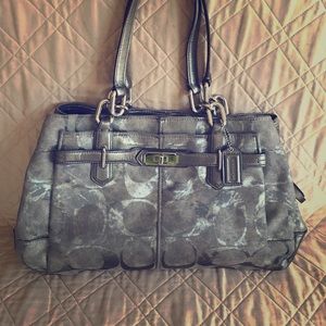Grey and Silver Coach Handbag