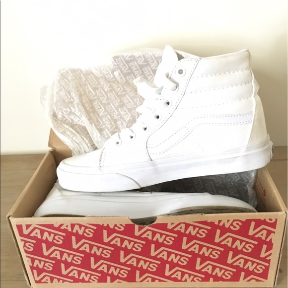 all white high top vans