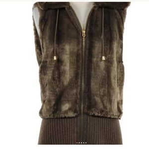 Juicy Couture faux fur hooded vest in brown size M