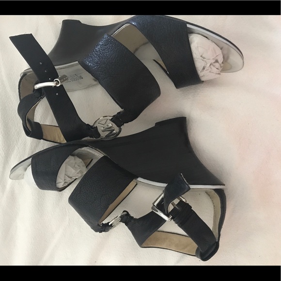 Black Leather Wedges - Picture 2 of 4