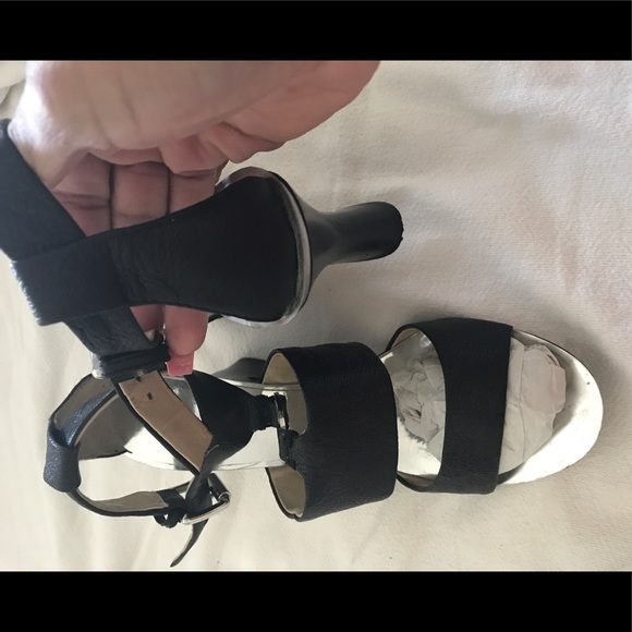 Black Leather Wedges - Picture 3 of 4