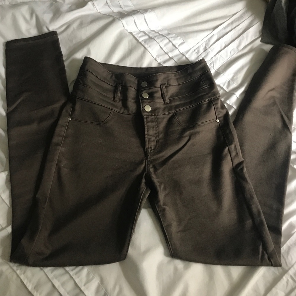 Brown stretchy high wasted pants