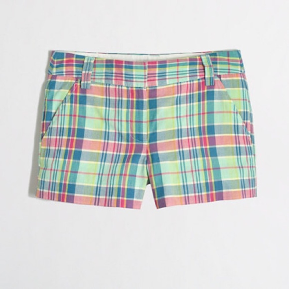 J Crew summer plaid Chino shorts minty Madras (4)