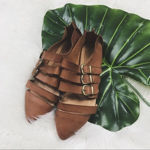 Tobacco Triple Buckle Strap Skimmer