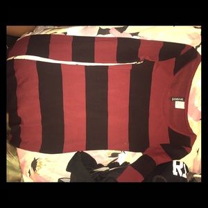 Maroon and black striped bodycon dress