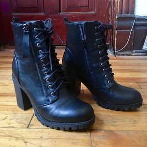 SODA Faux Leather Chunky Ankle Boots