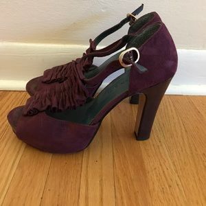 Madden Girl- Ruffle detailed, plum colored heels.