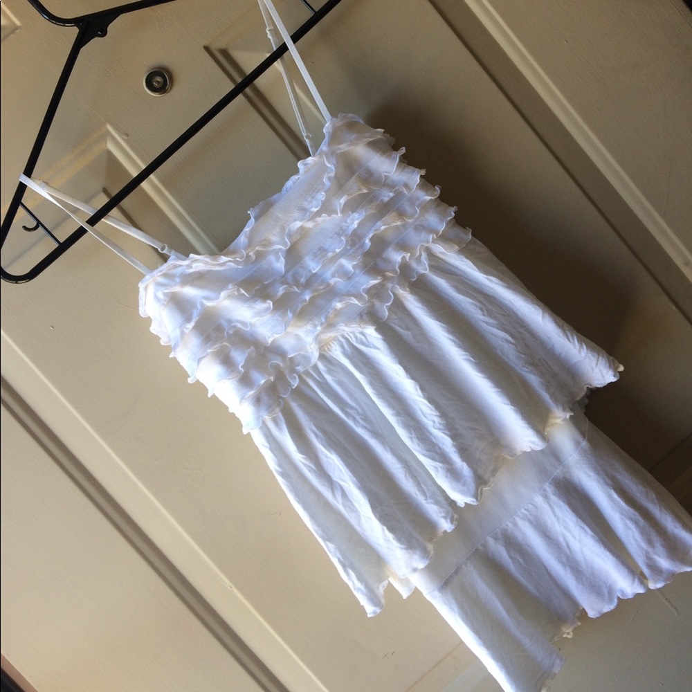 White layered ruffle tank