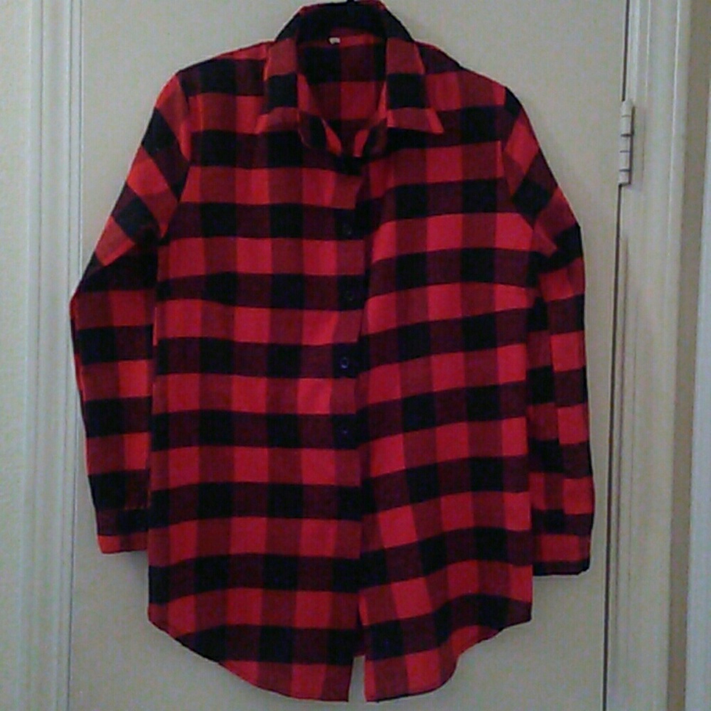 Women's plaid long sleeve top