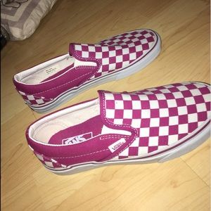 Pink and white checkered vans