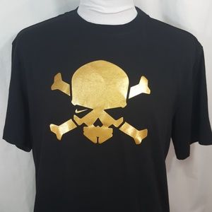 Mens Nike Dri Fit metallic gold skull tshirt xl