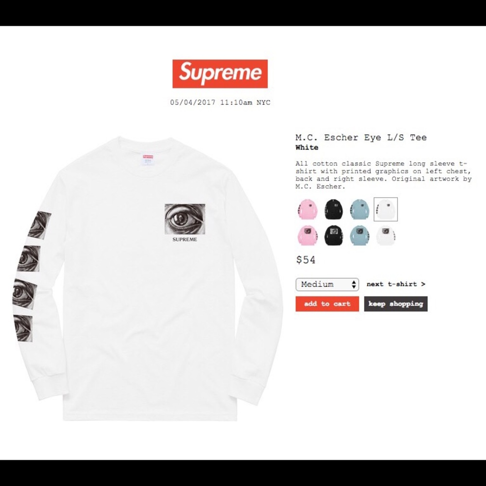 Supreme M.C Escher Eye L/S Tee - Picture 4 of 4