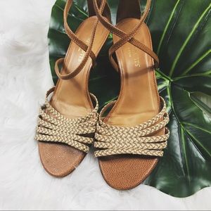 Eric Javits Strappy Brown Woven Heels