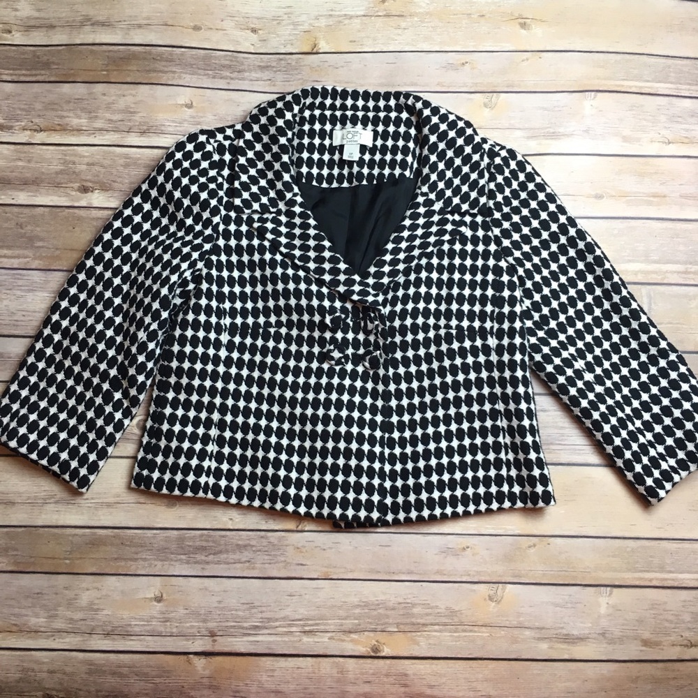 Ann Taylor Loft petite black and white blazer 0P