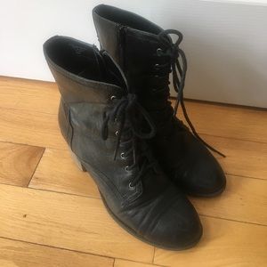 Dina, lace up heeled combat boots