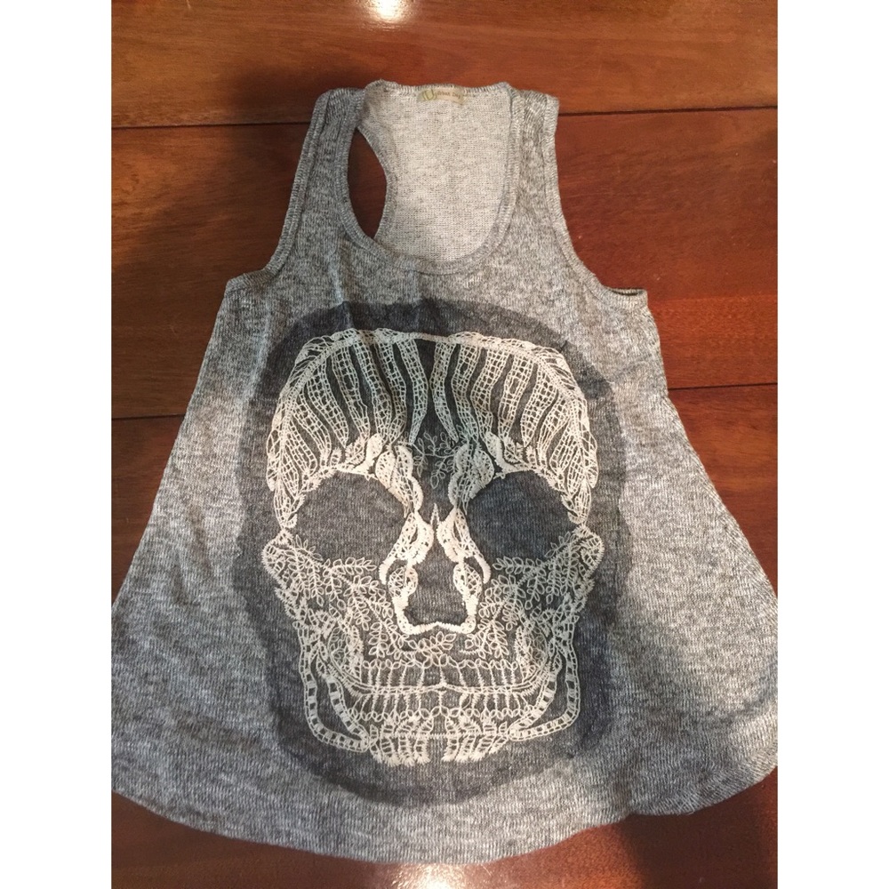Gray Henley Skull racerback tank