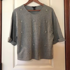 Size S H&M Grey Crop Top with Sequins