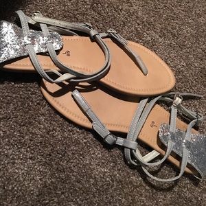 Silver flip flops