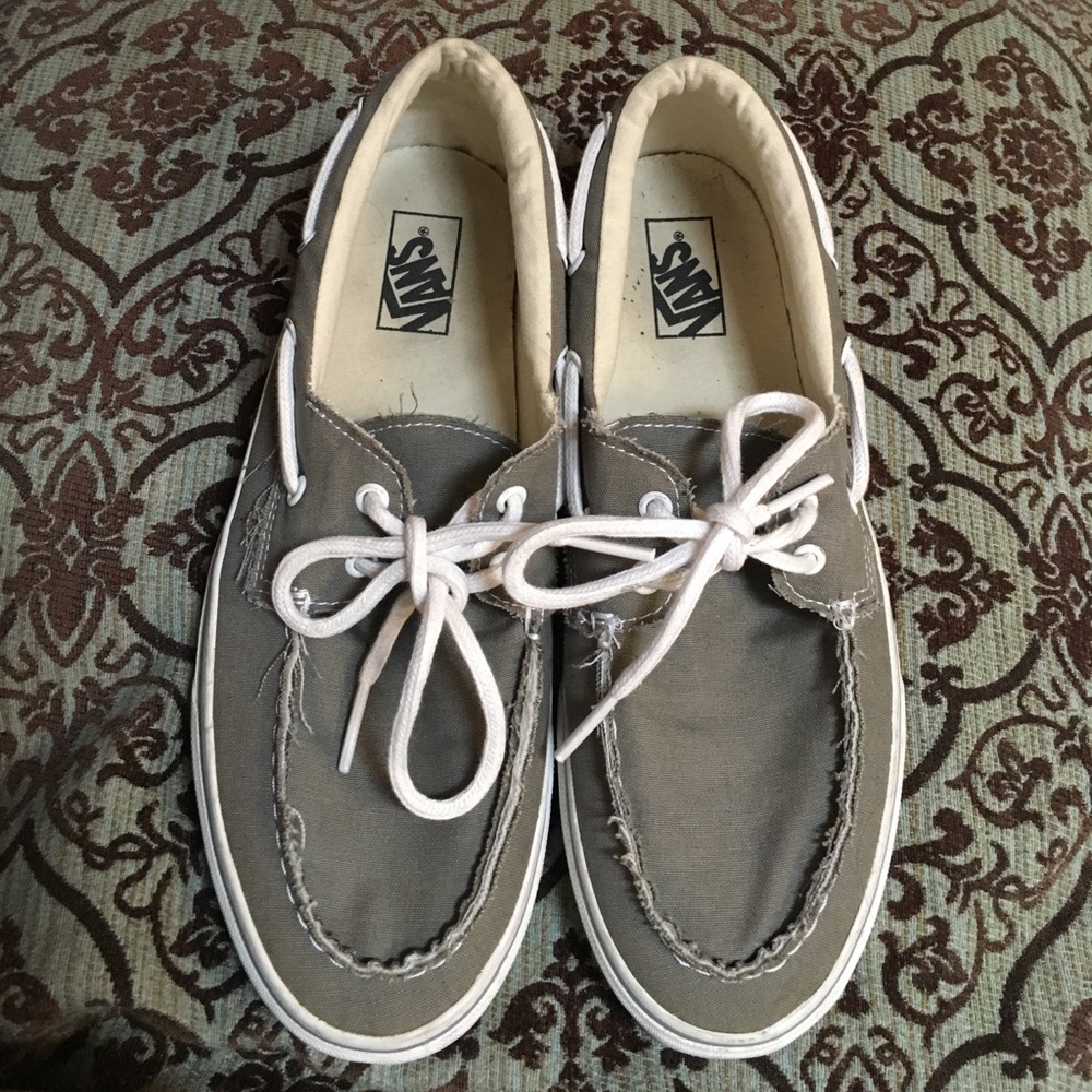 Vans Gray Slip Ons with lace