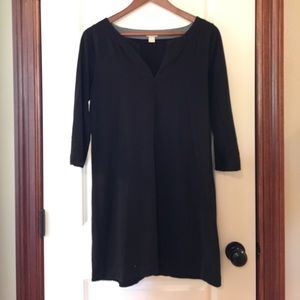 Size S J Crew Black Long Sleeved T-Shirt Dress