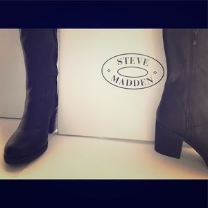 Steven madden black knee high boots