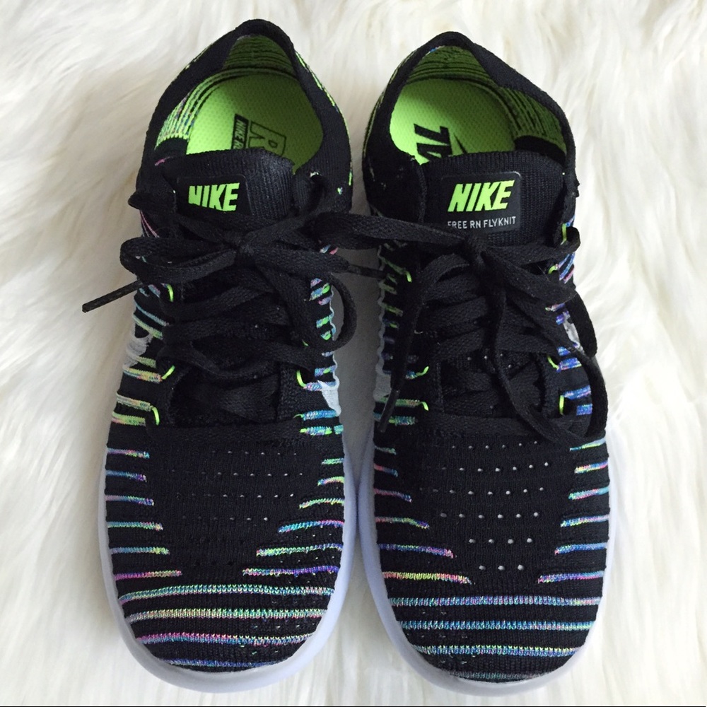 Nike Free RN Flyknit Black Multi Colored Sneakers - Picture 4 of 7