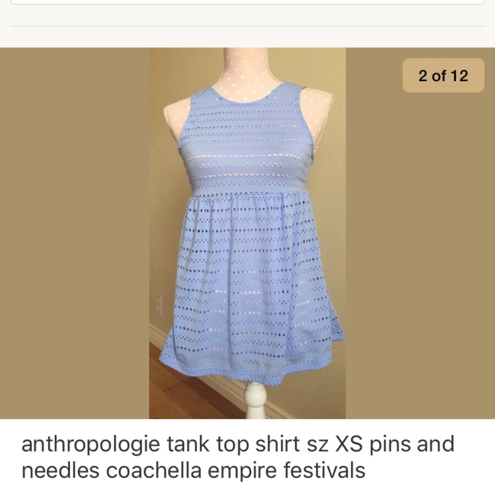 Pins and needle size xs tank top women's sheer