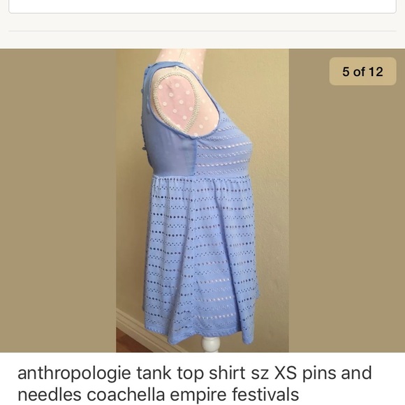 Pins and needle size xs tank top women's sheer - Picture 4 of 8