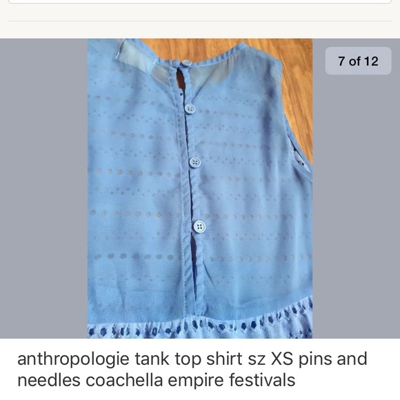 Pins and needle size xs tank top women's sheer - Picture 6 of 8